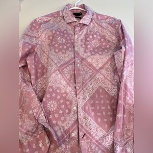 Men’s Pink Bandana Print Button-Up Shirt